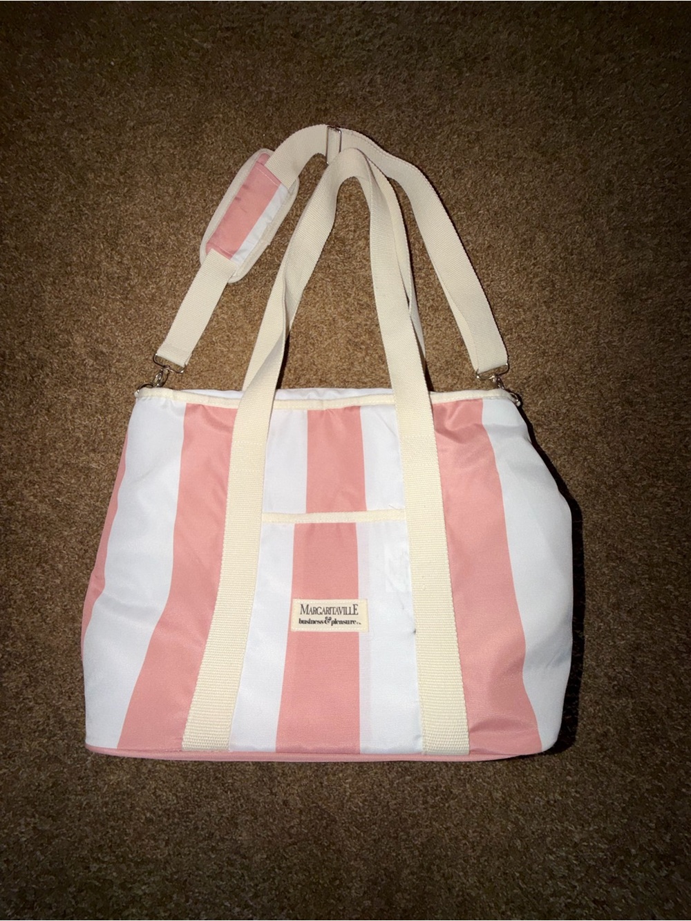 Business & Pleasure CO x Margaritaville Pink & White Striped Cooler